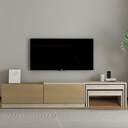 Meuble TV en bois "Nest" - 180 x 30 x 36 cm - Beige