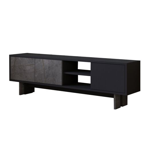 Meuble TV en bois "Ravello" - 150 x 30 x 45 cm - Gris anthracite