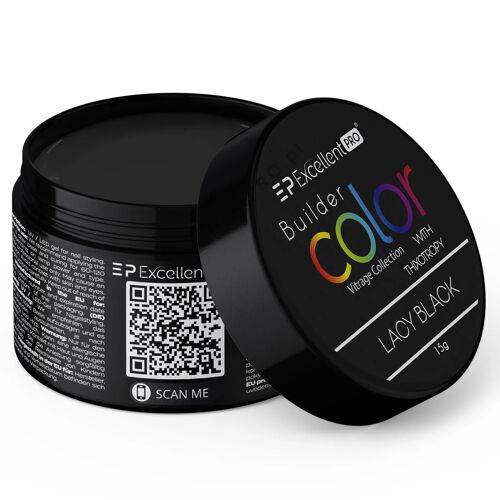 Gel Uv De Couleur Noir Intense Excellent Pro Builder 15g Multicolore