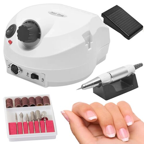 Ponceuse Manucure Pédicure Ongles Blanc 65w Avec Pièce À Main Et Fraises Multicolore