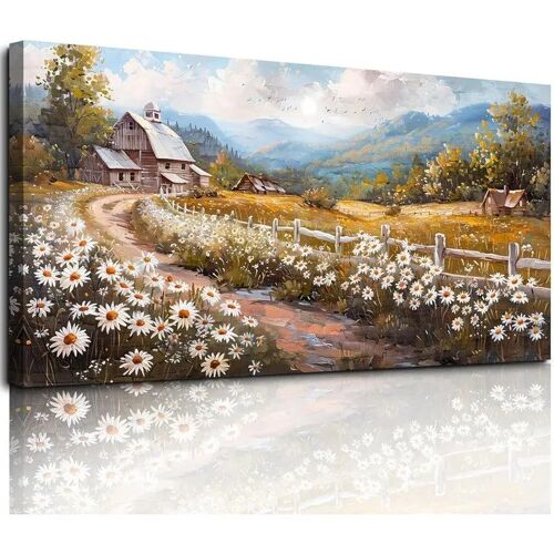 Tableau sur toile Paysage Floral XXL 73x146 cm - Décoration murale moderne