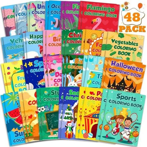 Mini Livres de Coloriage pour Enfants - Lot de 48 - 13x18 cm - Activité Créative et Ludique