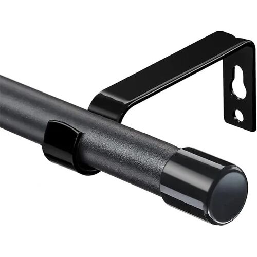 Tringle À Rideau Simple Réglable En Acier Mat Robuste Noir 76-198 Cm