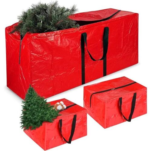 Housse De Rangement Pour Sapin De Noël - Set De 3 Sacs Imperméables - Jusqu'à 2,5m - Oxford Résistant - Rouge