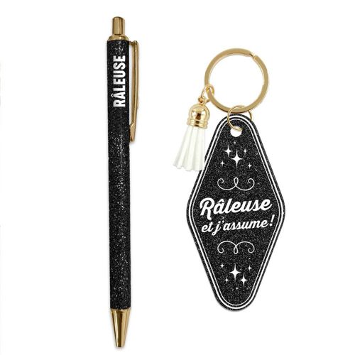 Set Cadeau Râleuse Et J'assume ! ¿ Stylo Pailleté Et Porte-Cl