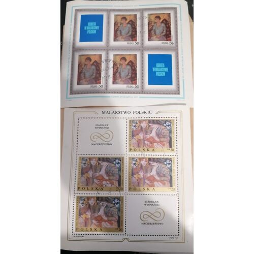Planche 4 Timbrestimbre ,Maternité D'Expositions De La Pologne, Par Stanislaw Wyspianski, Serie 1971 Et Planche 4 Timbres Bloc 6 Timbres Polska Dzien Znaczka Kobieta W Malarstwie 1971 Tbe
