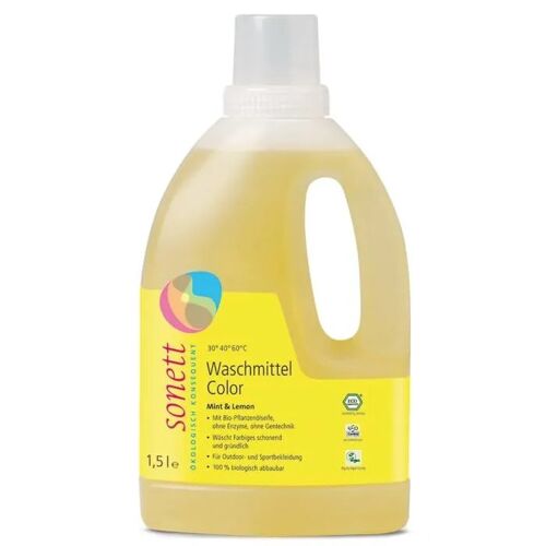 Lessive colorée, lessive liquide couleur, 1,5 litre, parfumée menthe citron
