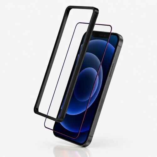 Lot de 2 Verres Trempés pour iPhone 12 Pro Hardy Hardura avec Cadre Applicateur 3mk Noir / Transparent