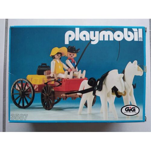 3587 PLAYMOBIL WESTERN VINTAGE : Chariot / Charrette / Cowboys (1993 - 1987 V.1)