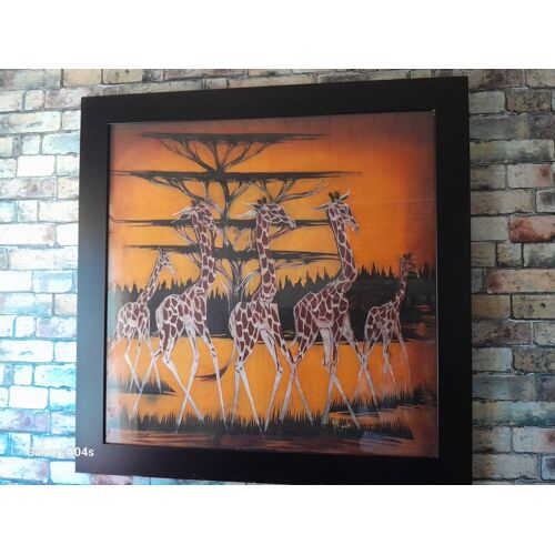 Tableau représentant des girafes cadre noir très bon état