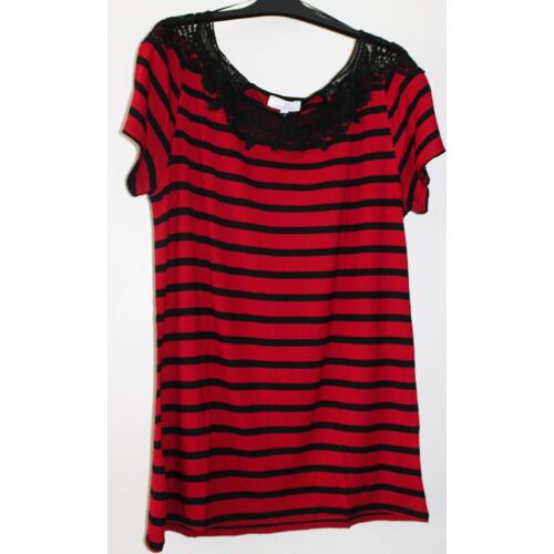 T-Shirt Jacqueline Riu Rayé Rouge Et Noir
