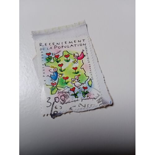 Timbre France Oblitéré 3,00 Yvert 3223 Recensement De La Population - Carte De France De 1999 +