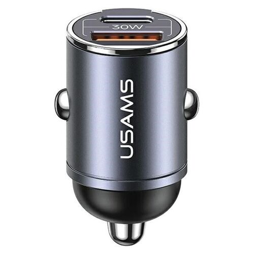 Chargeur Voiture - Alliage d'Aluminium, Aluminium, Gris Foncé, Gris, 30W