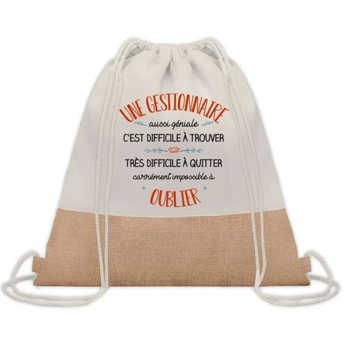 Sac à Dos Toile et Jute Gestionnaire Aussi Géniale ¿ Sac avec Cordelettes ¿ Idée Cadeau Original Collègue, Anniversaire, Départ
