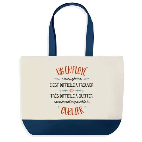 Planetee Sac de Shopping bleu Emilien Aussi Génial ¿ Cabas Coton Pratique pour Courses, Travail ¿ Idée Cadeau Original Collègue