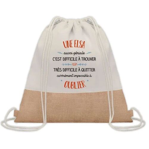 Sac à Dos Toile et Jute Elsa Aussi Géniale ¿ Sac avec Cordelettes ¿ Idée Cadeau Original Collègue, Anniversaire, Départ Retraite ou
