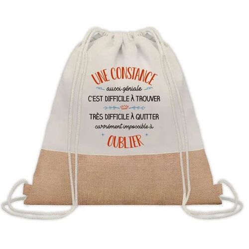 Sac à Dos Toile et Jute Constance Aussi Géniale ¿ Sac avec Cordelettes ¿ Idée Cadeau Original Collègue, Anniversaire, Départ
