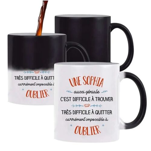 Planetee Tasse Magique Sophia Aussi Géniale ¿ Mug Qui Change Couleur Avec La Chaleur ¿ Idée Cadeau Original Patronne Collègue ¿