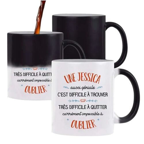 Planetee Tasse Magique Jessica Aussi Géniale ¿ Mug Qui Change Couleur Avec La Chaleur ¿ Idée Cadeau Original Patronne Collègue ¿
