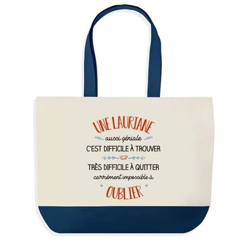 Planetee Sac de Shopping bleu Lauriane Aussi Géniale ¿ Cabas Coton Pratique pour Courses, Travail ¿ Idée Cadeau Original Collègue