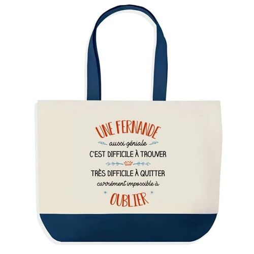 Sac Shopping Bleu Fernande Aussi Géniale ¿ Cabas Coton Solide & Pratique pour Courses, Travail ¿ Idée Cadeau Original Collègue