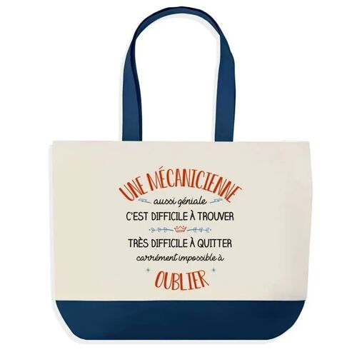 Planetee Sac de Shopping bleu Mécanicienne Aussi Géniale ¿ Cabas Coton Pratique pour Courses, Travail ¿ Idée Cadeau Original