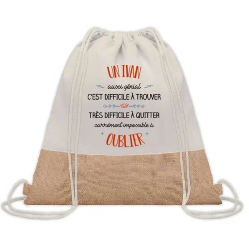 Sac à Dos Toile et Jute Ismaïl Aussi Génial ¿ Sac avec Cordelettes ¿ Idée Cadeau Original Collègue, Anniversaire, Départ Retraite