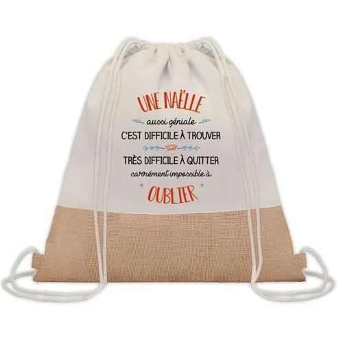 Sac à Dos Toile et Jute Naëlle Aussi Géniale ¿ Sac avec Cordelettes ¿ Idée Cadeau Original Collègue, Anniversaire, Départ Retraite