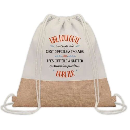 Sac à Dos Toile et Jute Louloute Aussi Géniale ¿ Sac avec Cordelettes ¿ Idée Cadeau Original Collègue, Anniversaire, Départ