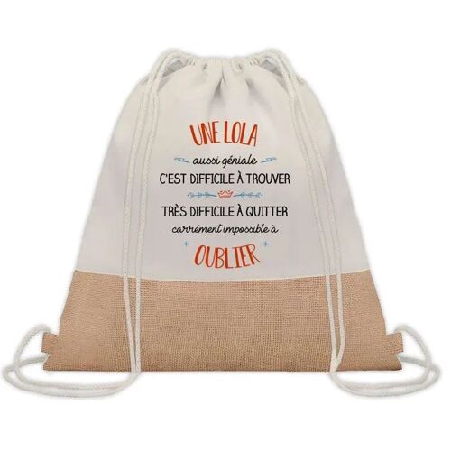 Sac à Dos Toile et Jute Lola Aussi Géniale ¿ Sac avec Cordelettes ¿ Idée Cadeau Original Collègue, Anniversaire, Départ Retraite ou