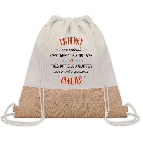 Sac à Dos Toile et Jute Henri Aussi Génial ¿ Sac avec Cordelettes ¿ Idée Cadeau Original Collègue, Anniversaire, Départ Retraite ou