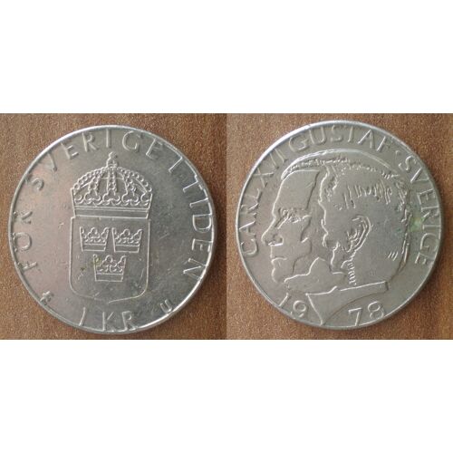 Suede 1 Couronne 1978 Piece Carl Xvi Gustaf