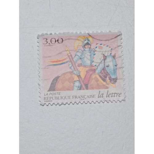 Timbre France 3,00 Yvert N° 3153 Journee De La Lettre Chevalier Avec Pli Et Porte Plume Geant De 1998