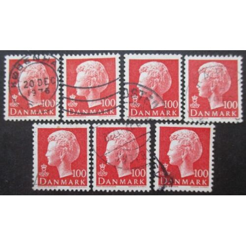 Danemark N°626a Non Fluo X 7 Oblitéré