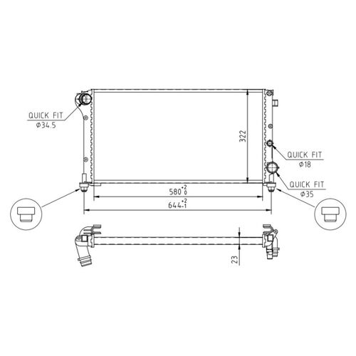 Hart 605 983 Radiateur, Refroidissement Du Moteur Pour Fiat