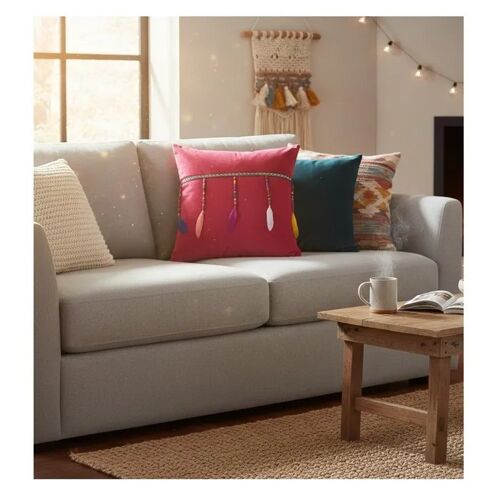 Coussin Velours Pampilles 40 X 40 Cm Plumis Fuchsia