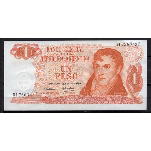 Billet De Banque Argentine 1 Peso Non Daté (1974) Pick 293 Dimension 155 × 75 Mm -