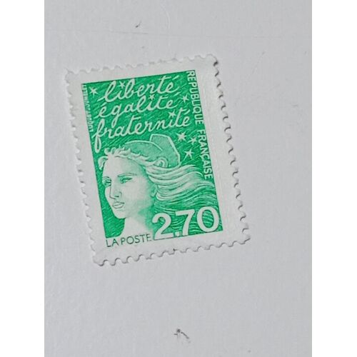 Timbre France 2,70 Yvert 3091 Non  Oblitéré Liberté ,Égalité, Fraternité Type Marianne De Luquet Vert De 1997
