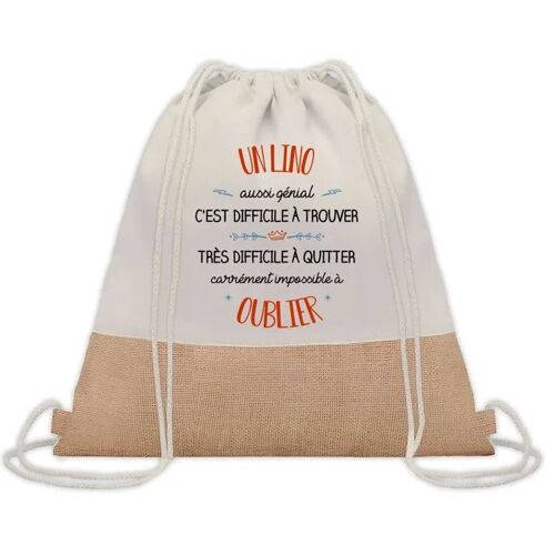 Sac à Dos Toile et Jute Lilian Aussi Génial ¿ Sac avec Cordelettes ¿ Idée Cadeau Original Collègue, Anniversaire, Départ Retraite