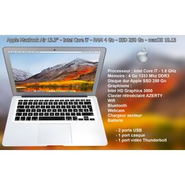 Apple MacBook Air - 13" - Core i7 - 1.8 GHz - RAM 4 Go - SSD 250 Go
