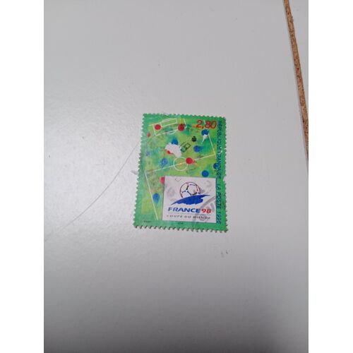 Timbre De France Oblitéré 2,80 Yvert N°2985 France 98 Coupe Du Monde De Football Logo Sur Le Terrain Stylisé Dec 1995