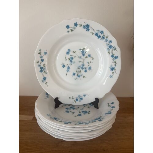 Vintage Lot De 8 Assiettes Creuses Arcopal Véronica Myosotis