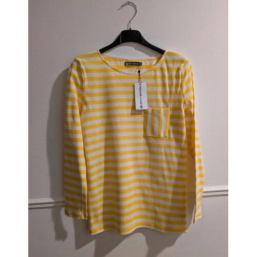 T-Shirt Manches Longues Jaunes Et Blanc Xs
