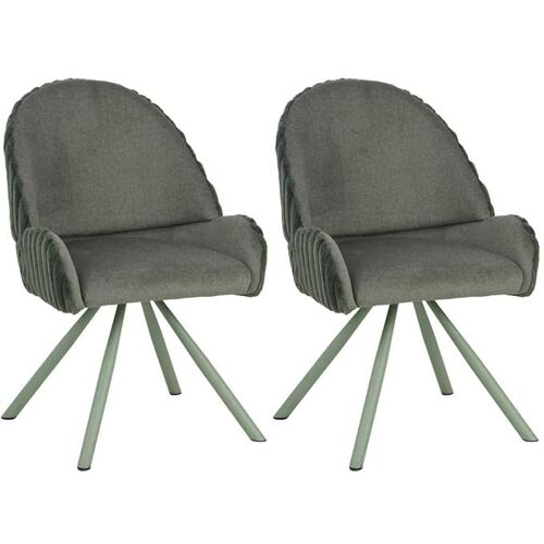 Chaise de salle à manger en tissu vert et métal