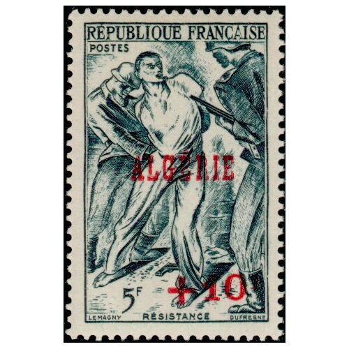 Algérie, Département Français 1947, Très Beau Timbre Neuf** Luxe Yvert 266, Hommage À La Résistance, Avec Surcharges "Algérie" Et "+10f". -