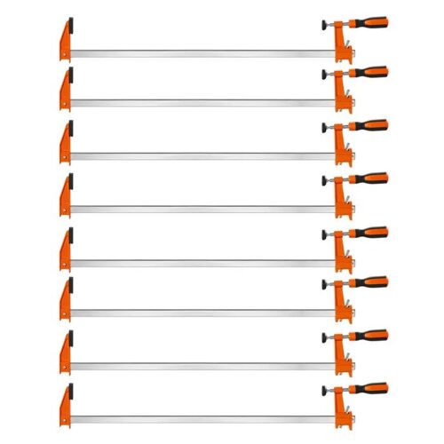 Lot de 8 Serre-Joints à Barre-Duoku-avec Ouverture de 60,96 cm, Force Serrage de 272 kg, Système Autobloquant, Patins en Plastique