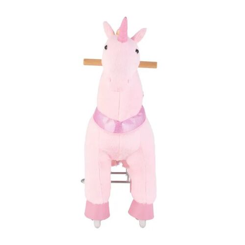 Licorne à Roulettes pour Enfants 3-8 ans-Duoku-Jouet à Monter Sans Piles, Capacité de Charge 50 kg, Peluche Rose