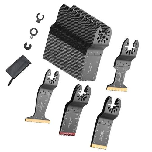 Lot de 60 Lames Oscillantes-Duoku-Kit Universel à Fixation Rapide pour Outils Multifonctions, Comprenant 5 Types de Lames pour Bois