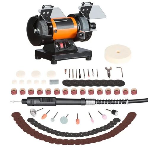 Polisseuse d'Établi à Vitesse-Duoku-Ajustable de 8300 à 10600 tr/min, pour Polissage de Bijoux, Métal, Pierre, Bois et Projets DIY
