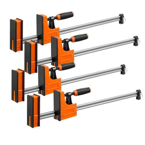 Lot de 4 Serre-Joints à Barre-Duoku-avec Ouverture de 60,96 cm, Capacité de 680 kg, 2 Modes d'Utilisation (Serrage/Écartement)